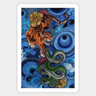 Tiger fighting Snake Sticker